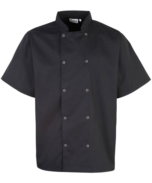 Studded Front Short Sleeve Chef's Jacket - Adult Fit - Premier