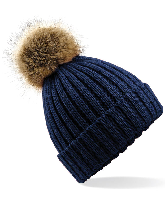 Beechfield Fur pop pom chunky beanie