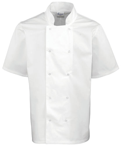 Studded Front Short Sleeve Chef's Jacket - Adult Fit - Premier
